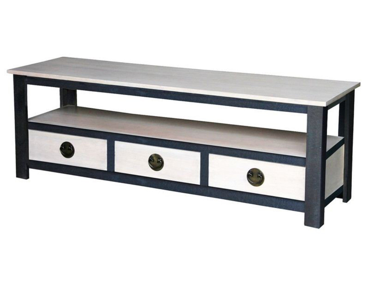 IRVINE 3  DRAWER ENTERTAINMENT UNIT EU 003 IR) -540(H) X 1600(W) - IRON ANTIQUE WASHED