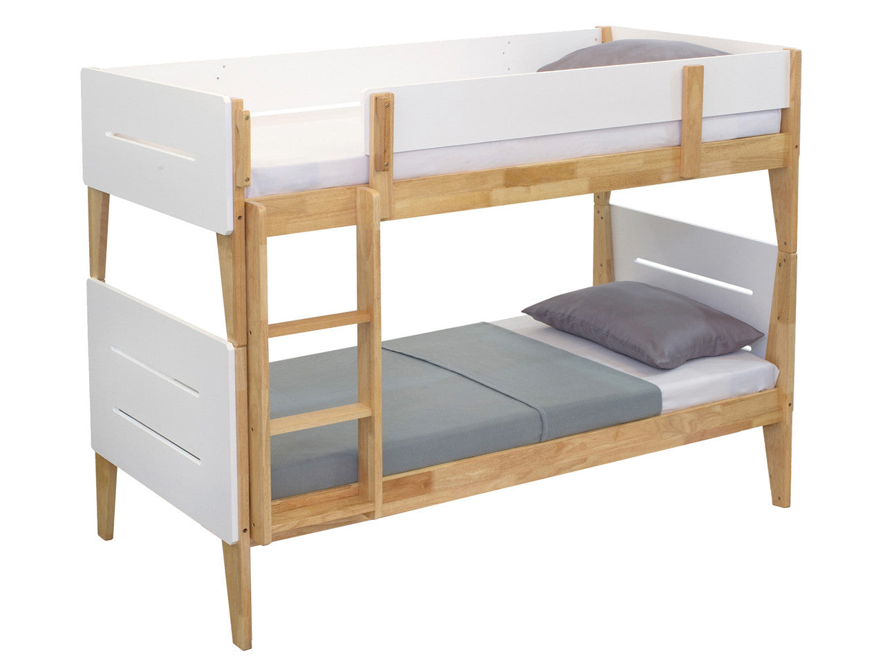 King Single Over King Single Irvine 2 Toned Bunk Bed - White Wash / Natural