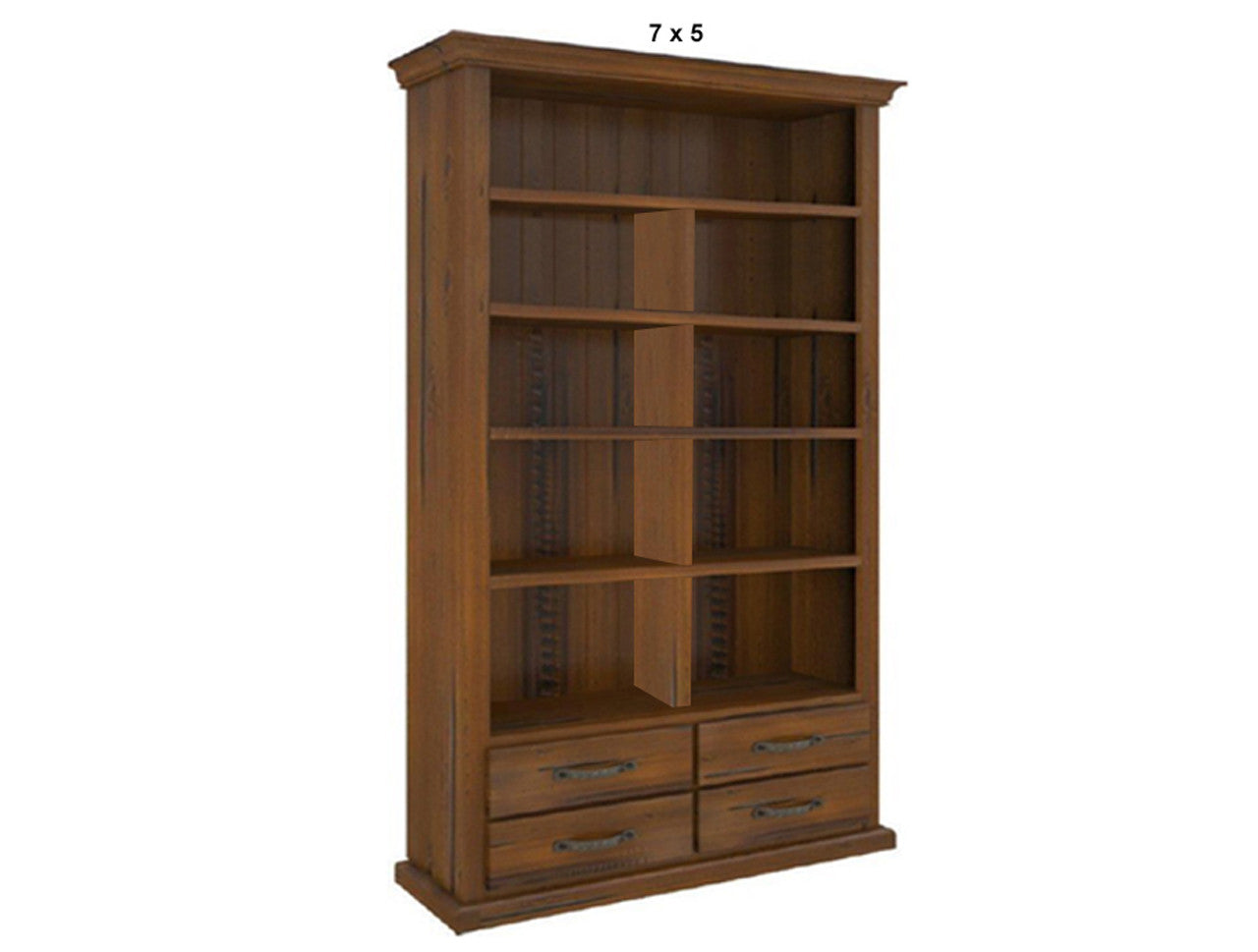 JAMAICA (AUSSIE MADE) BOOKCASE WITH 4 DRAWERS AND SHELVES COLLECTION - ASSORTED STAINED COLOURS - STARTING FROM $899