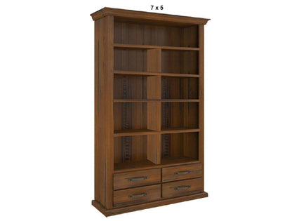 JAMAICA (AUSSIE MADE) BOOKCASE WITH 4 DRAWERS AND SHELVES COLLECTION - ASSORTED STAINED COLOURS - STARTING FROM $899