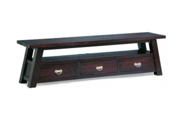 JAPANESE 3 DRAWER ENTERTAINMENT UNIT -520(H) x 1900(W)- MAHOGANY OR CHOCOLATE