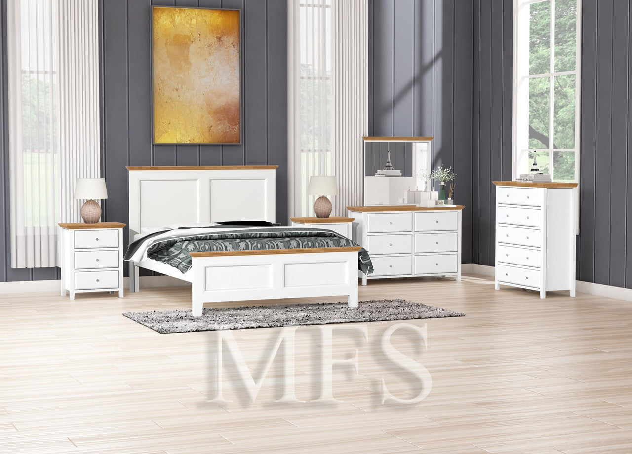 QUEEN JASPER (AUSSIE MADE) PANEL BED FRAME - TWO TONE  - ASSORTED PAINTED COLOURS