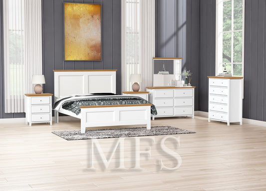 QUEEN JASPER (AUSSIE MADE) PANEL BED FRAME - TWO TONE  - ASSORTED PAINTED COLOURS