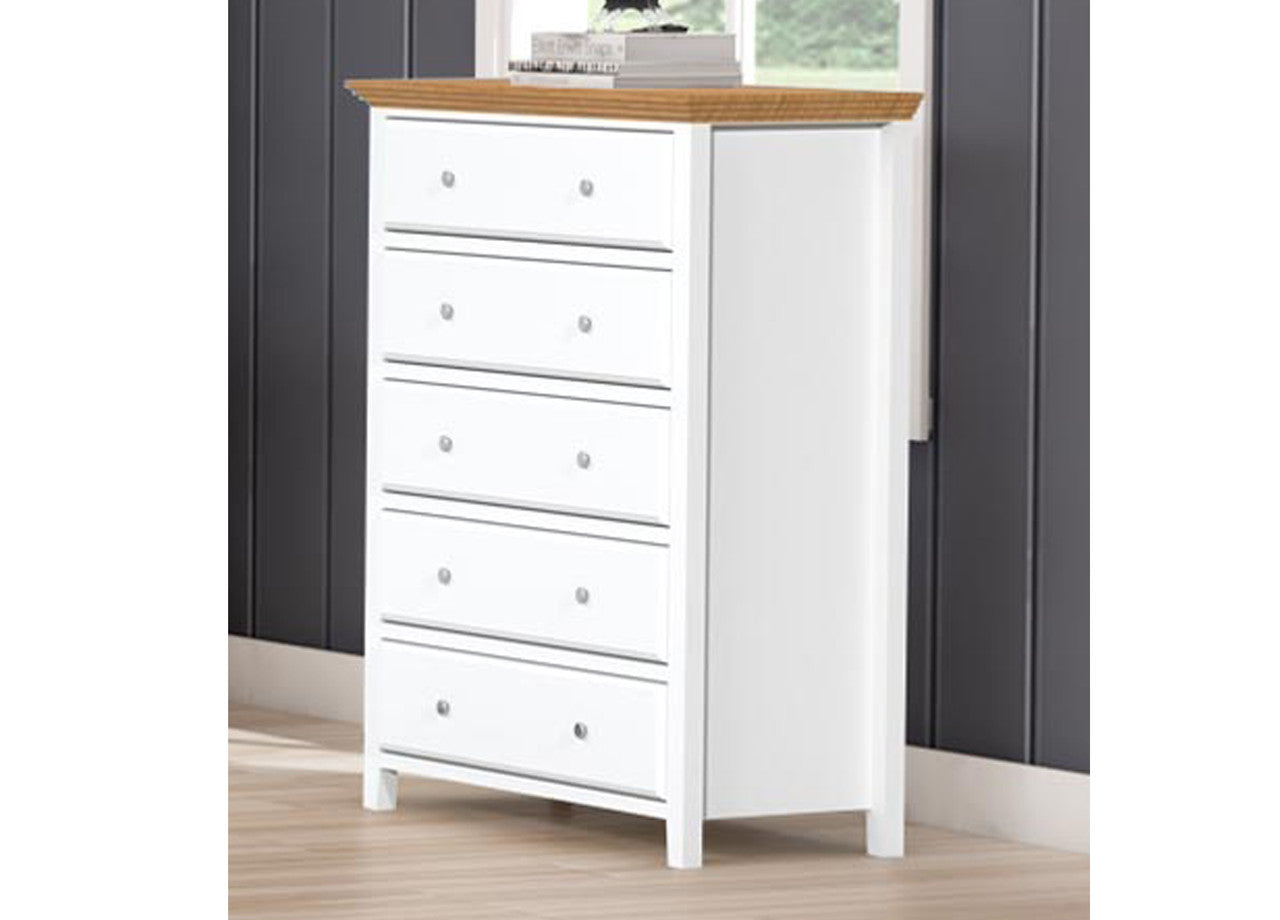 JASPER (AUSSIE MADE) 5 DRAWER TALLBOY - TWO TONE - ASSORTED PAINTED COLOURS