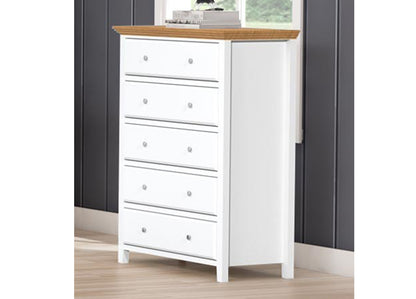 JASPER (AUSSIE MADE) 5 DRAWER TALLBOY - TWO TONE - ASSORTED PAINTED COLOURS