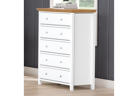 JASPER (AUSSIE MADE) 5 DRAWER TALLBOY - TWO TONE - ASSORTED PAINTED COLOURS