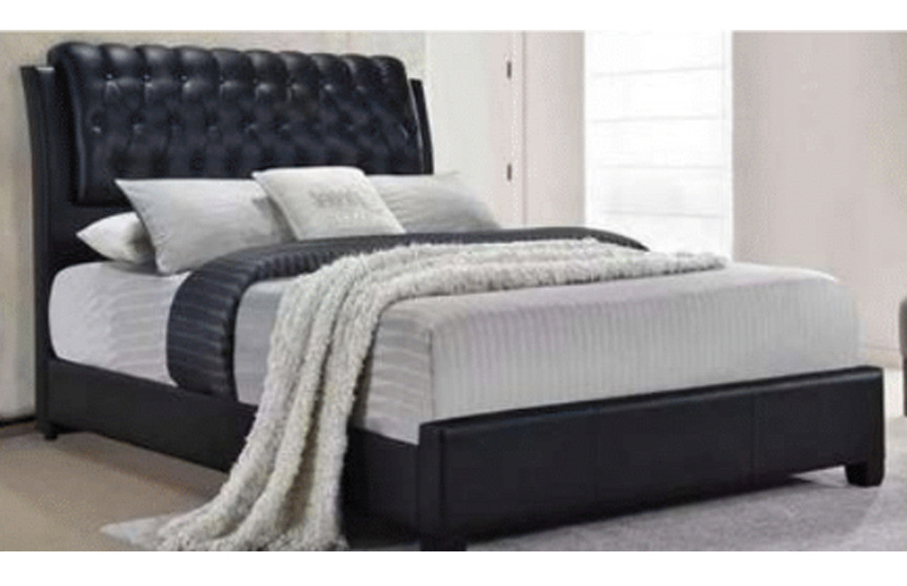 Queen Jayce Leatherette Bedframe - Black