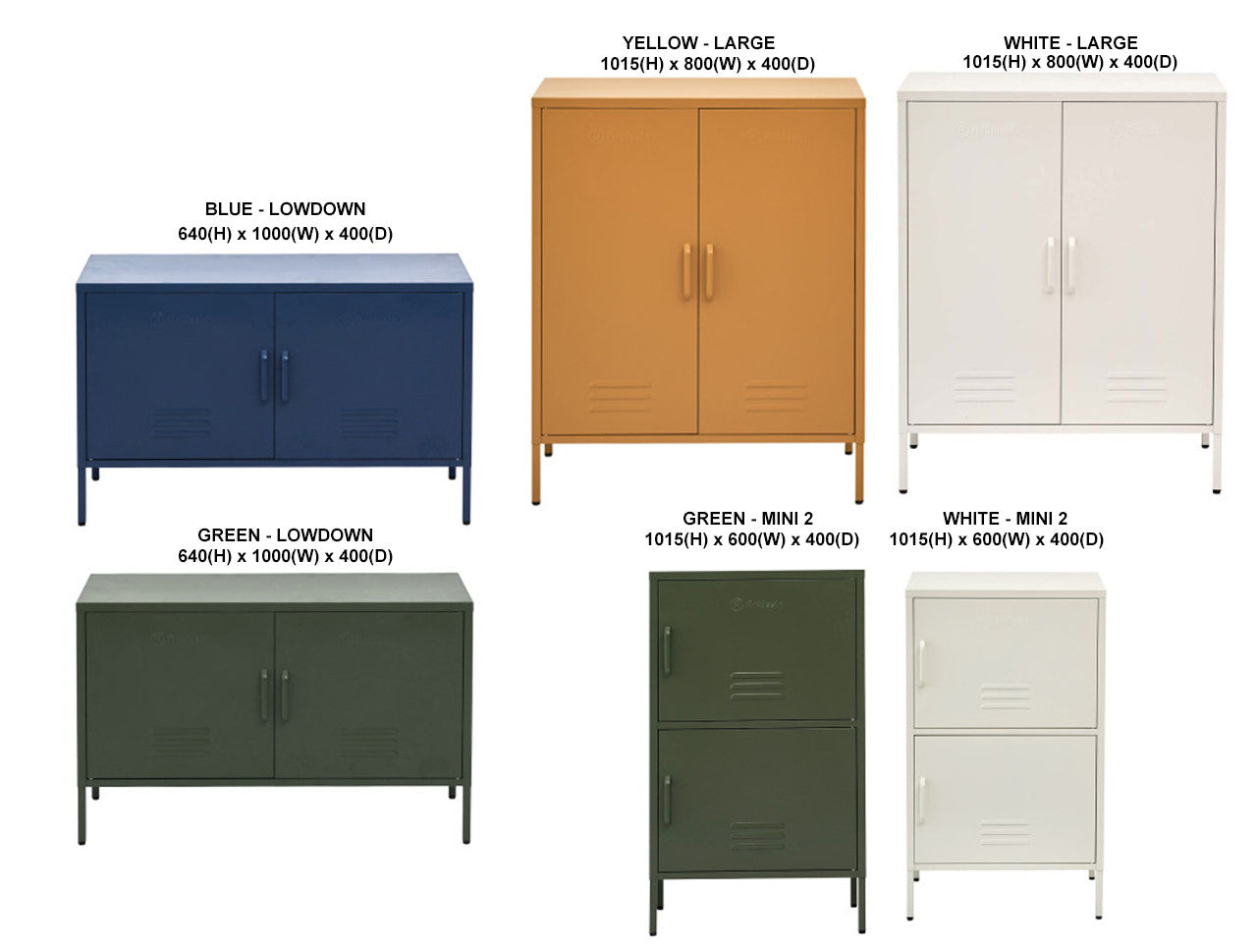 Jenson 2 Door Storage Locker Sideboard - Assorted Colours