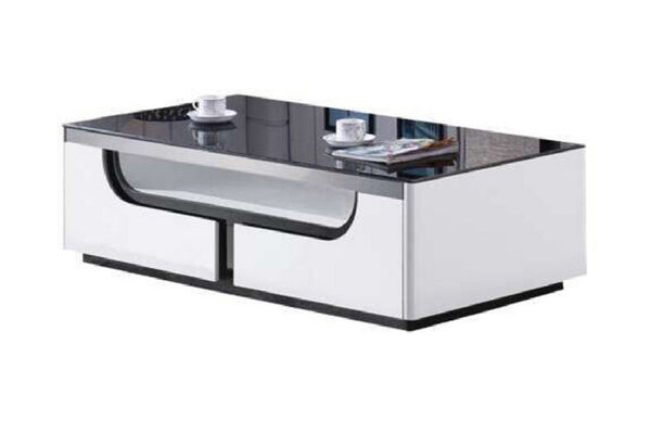JOLENE (9035) COFFEE  TABLE -1300(W) X  700(D)- (MODEL 19-8-9-18-12-5-25) - WHITE / BLACK