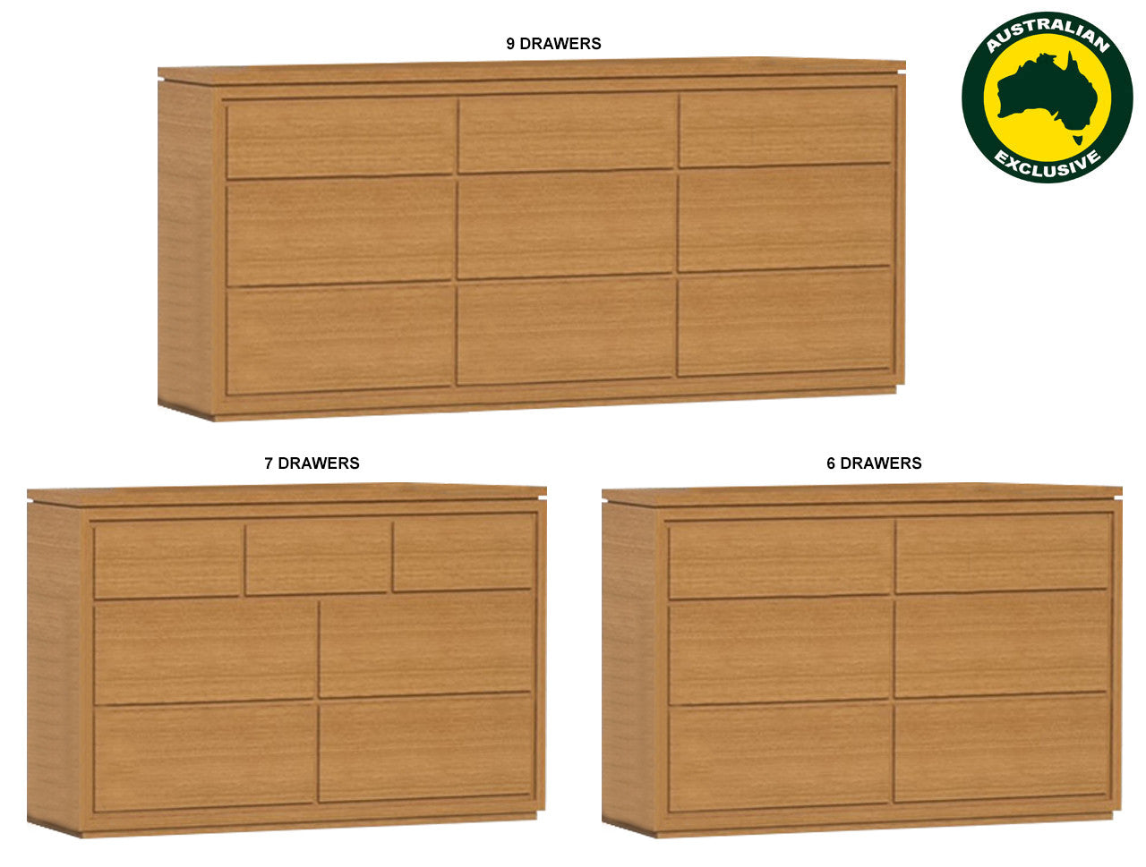 Jackie (AUSSIE MADE) Lowboy With Floating Base Collection - Tassie Oak Combination - Assorted Stained Colours