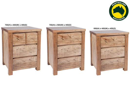 Jacksonville (AUSSIE MADE) Bedside Table Collection - Tassie Oak Combination - Assorted Stained Colours