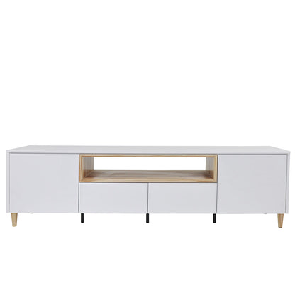 JACQUELINE 2.2 ENTERTAINMENT UNIT WITH  2 DOORS & 2 DRAWERS - HIGH GLOSS WHITE / CYPRESS