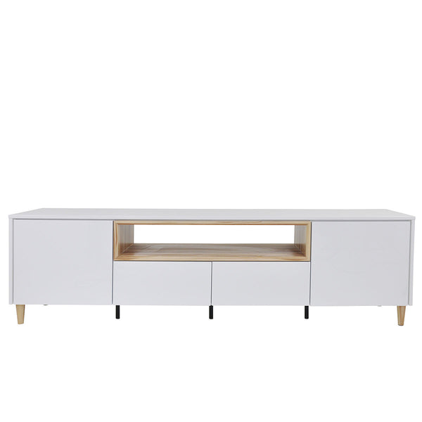 JACQUELINE 2.2 ENTERTAINMENT UNIT WITH  2 DOORS & 2 DRAWERS - HIGH GLOSS WHITE / CYPRESS