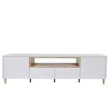 JACQUELINE 2.2 ENTERTAINMENT UNIT WITH  2 DOORS & 2 DRAWERS - HIGH GLOSS WHITE / CYPRESS