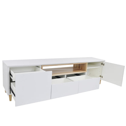 JACQUELINE 2.2 ENTERTAINMENT UNIT WITH  2 DOORS & 2 DRAWERS - HIGH GLOSS WHITE / CYPRESS