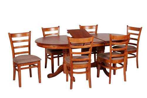 Jaguar 7 Piece Twin Pedestal Extension Dining Setting With 165mm Pedestal Bases - Timber Or Velvet Padded Seat - 1500/1900(L) X 990(W) - Wenge