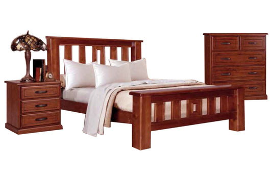 MAICA KING 4 PIECE (TALLBOY) BEDROOM SUITE - LIGHT MAHOGANY