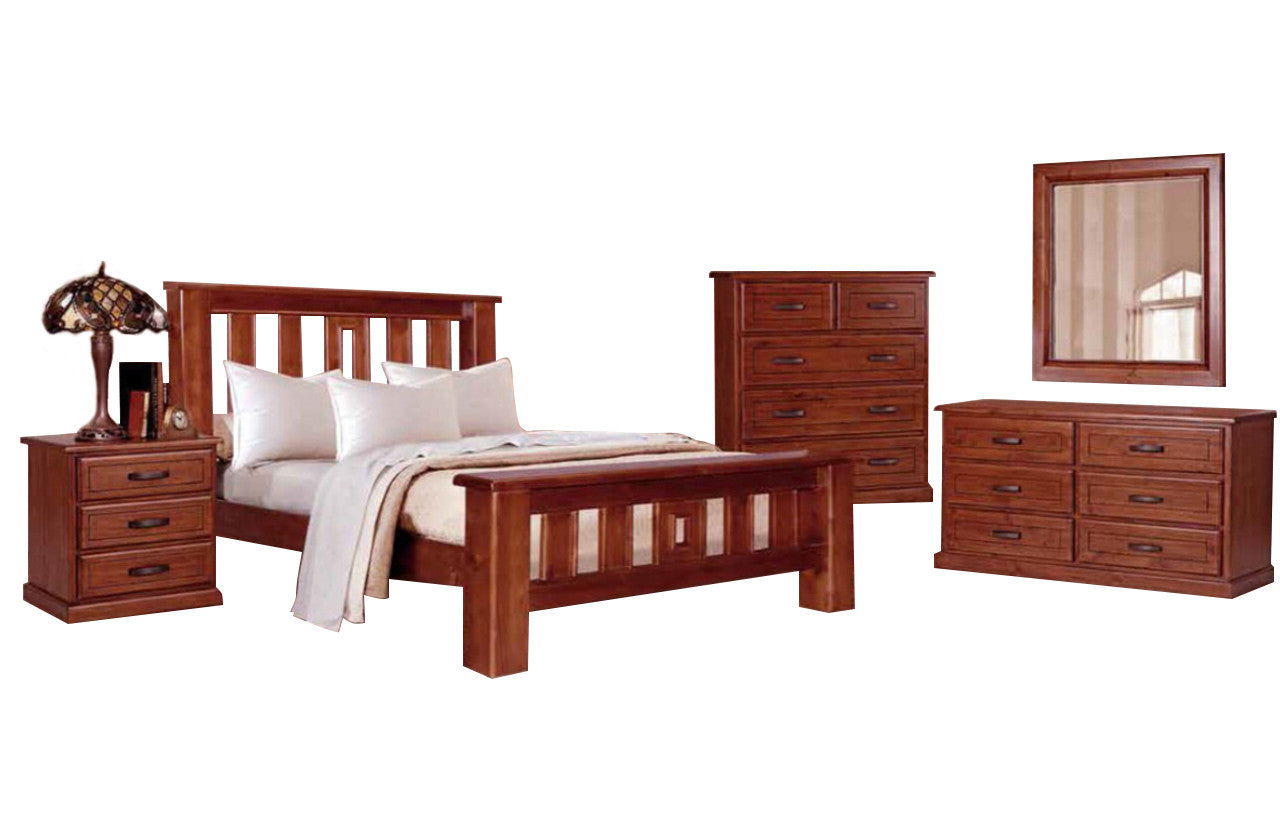 Maica King 6 Piece (THE LOT) Bedroom Suite - Light Mahogany