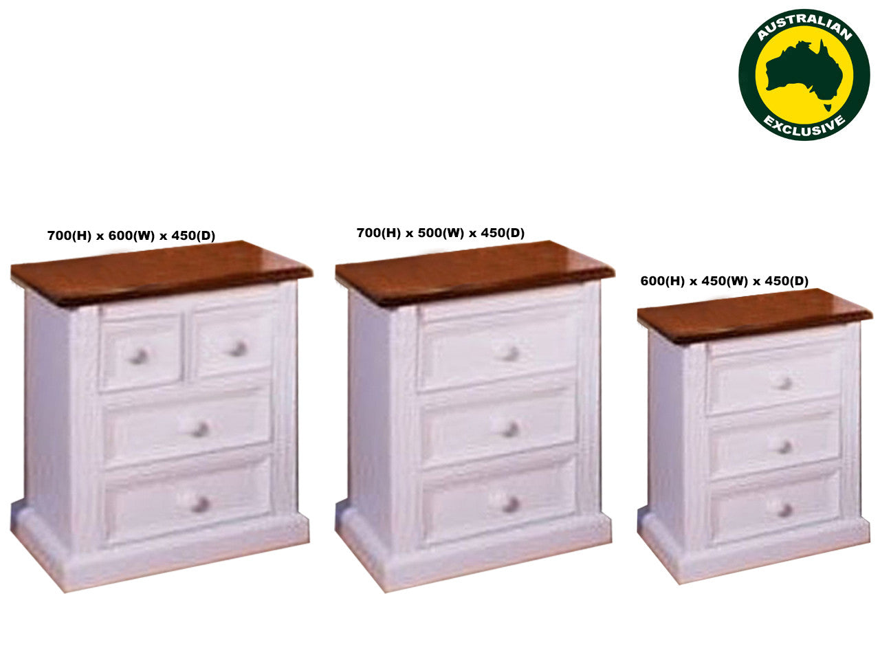 Jane (AUSSIE MADE) Bedside Table Collection - Assorted Painted / Stained Colours