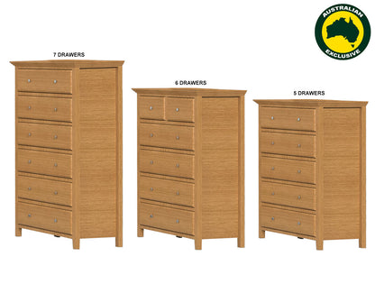 JASPER (AUSSIE MADE) TALLBOY COLLECTION - TASSIE OAK COMBINATION - ASSORTED STAINED COLOURS - STARTING FROM $1399