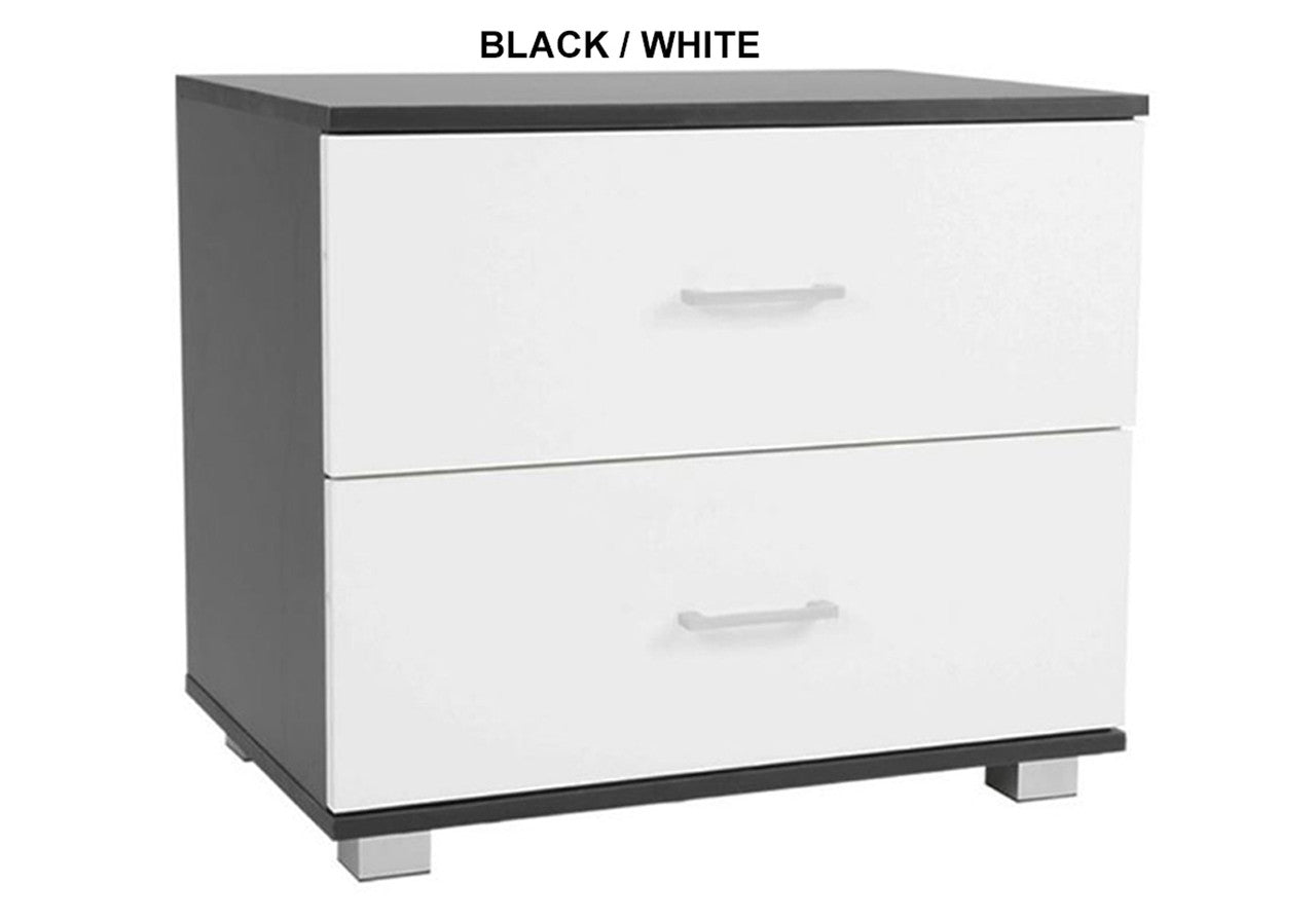 JAYDEN 2 DRAWER BEDSIDE TABLE - ASSORTED COLOURS