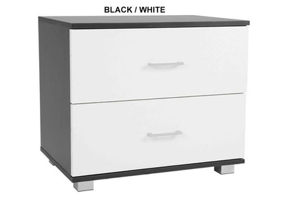 JAYDEN 2 DRAWER BEDSIDE TABLE - ASSORTED COLOURS
