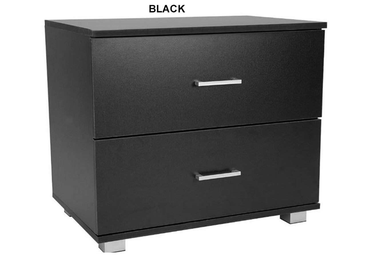 JAYDEN 2 DRAWER BEDSIDE TABLE - ASSORTED COLOURS