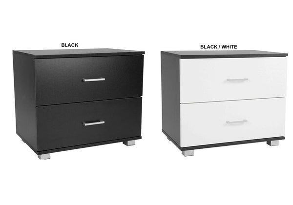 JAYDEN 2 DRAWER BEDSIDE TABLE - ASSORTED COLOURS