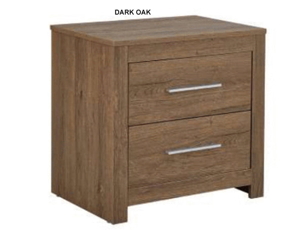 JEFFREY 2 DRAWER BEDSIDE TABLE - DARK OAK