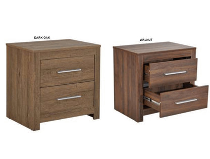 JEFFREY 2 DRAWER BEDSIDE TABLE - DARK OAK