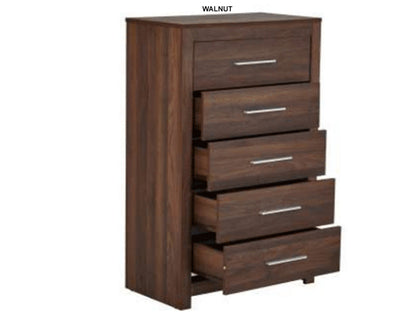 JEFFREY 5 DRAWER TALLBOY - DARK OAK OR WALNUT