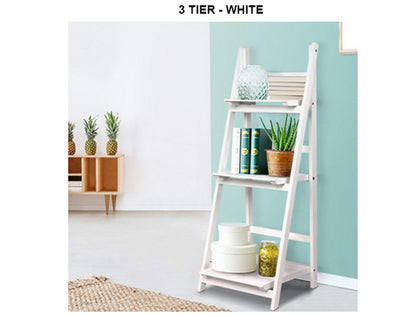 JERSEN WOODEN LADDER SHELF STAND - WHITE OR CHOCOLATE