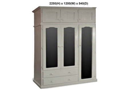 JOBURG (AUSSIE MADE) TIMBER 3 DOOR WARDROBE COMBO WITH 3 DOOR TOP BOX COLLECTION - ASSORTED PAINTED COLOURS - STARTING FROM $1599