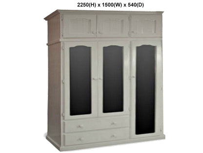 JOBURG (AUSSIE MADE) TIMBER 3 DOOR WARDROBE COMBO WITH 3 DOOR TOP BOX COLLECTION - ASSORTED PAINTED COLOURS - STARTING FROM $1599