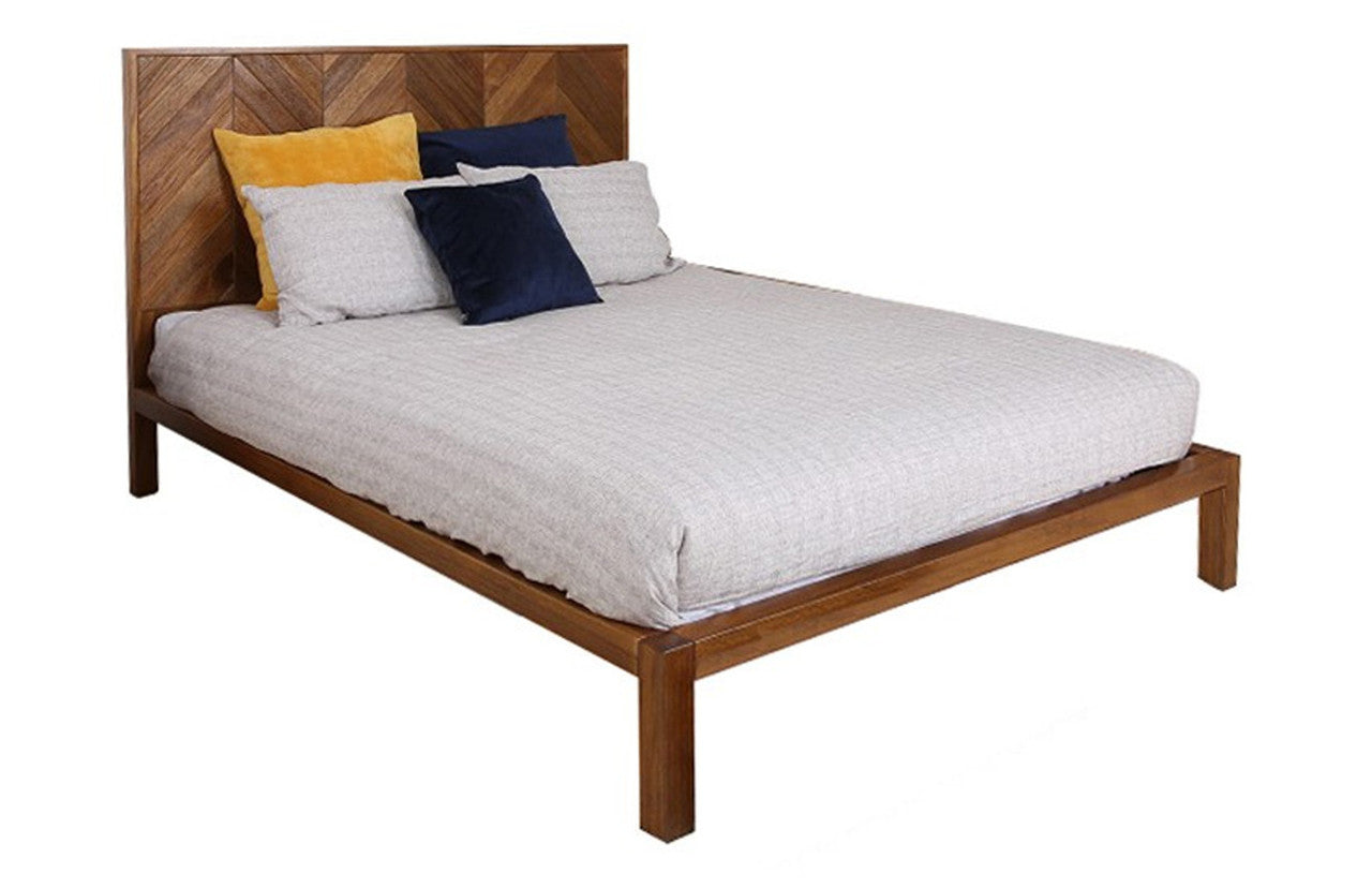 Double Kalista Solid African Oak Hardwood Bed (MODEL:OR-301) - No Foot End Drawers