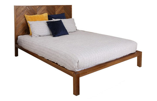 Queen Kalista Solid African Oak Hardwood Bed (MODEL: OR-301) - As Pictured