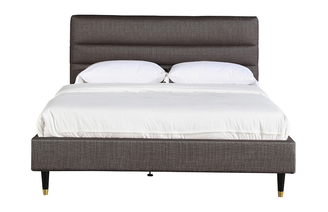 QUEEN KASEY FABRIC BED - DARK GREY