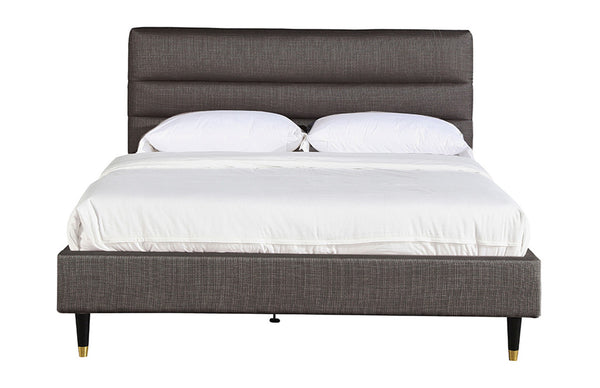 QUEEN KASEY FABRIC BED - DARK GREY