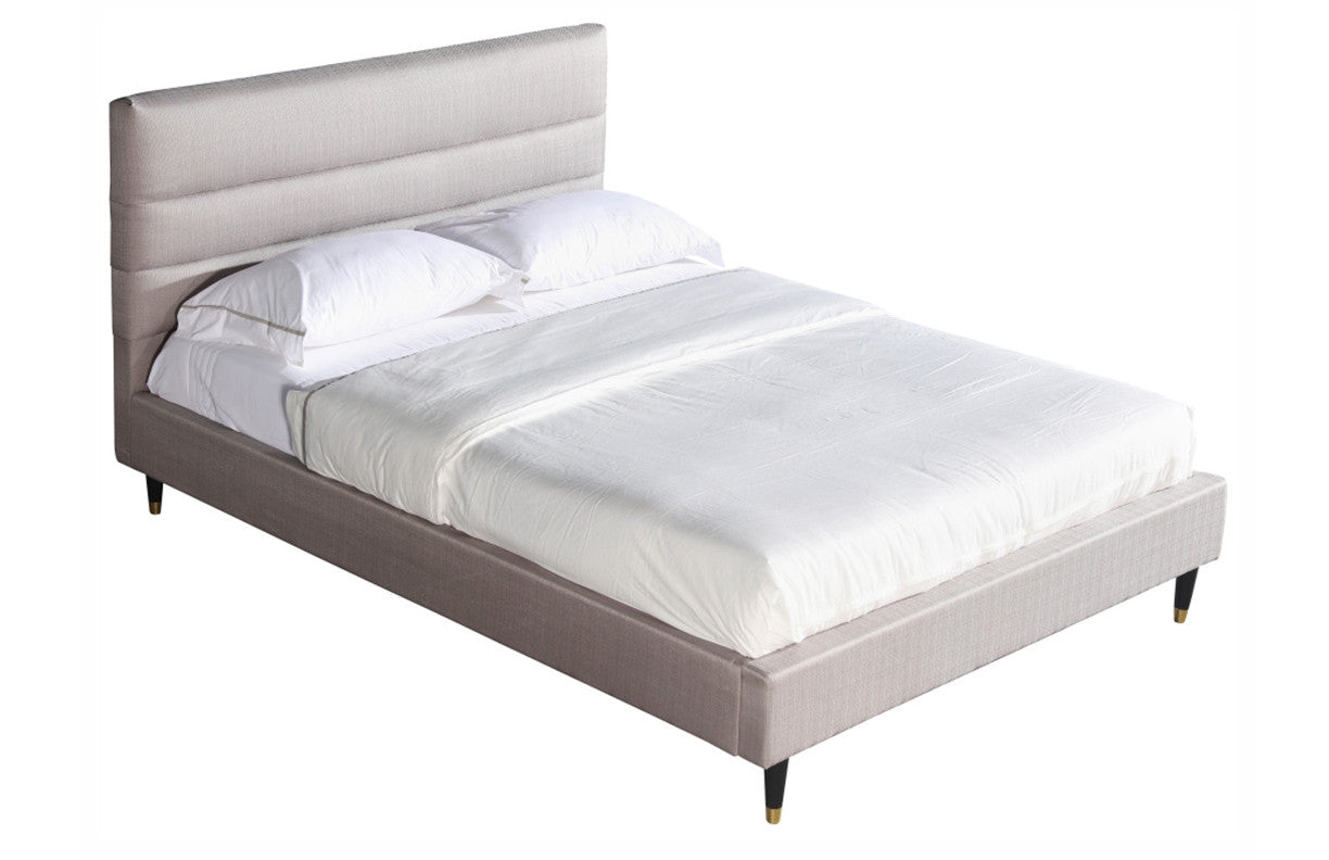 QUEEN KASEY FABRIC BED - LIGHT GREY
