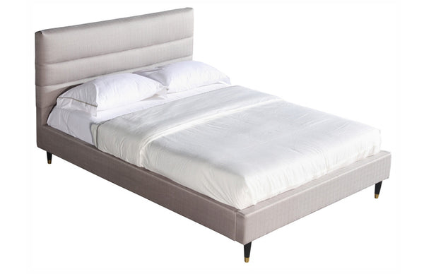 QUEEN KASEY FABRIC BED - LIGHT GREY
