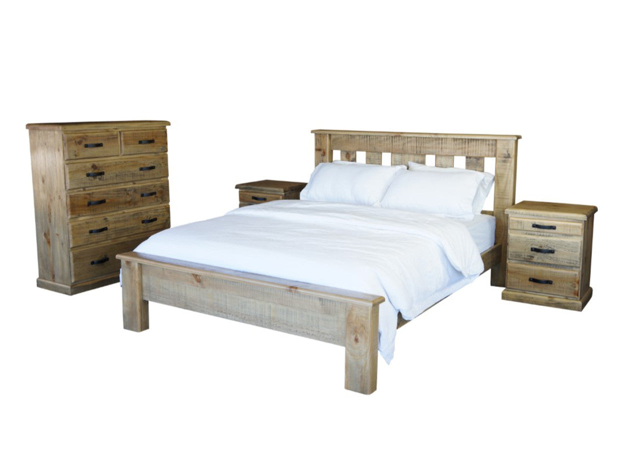 Outback King 3 Piece (BEDSIDE) Bedroom Suite - Rustic Pine