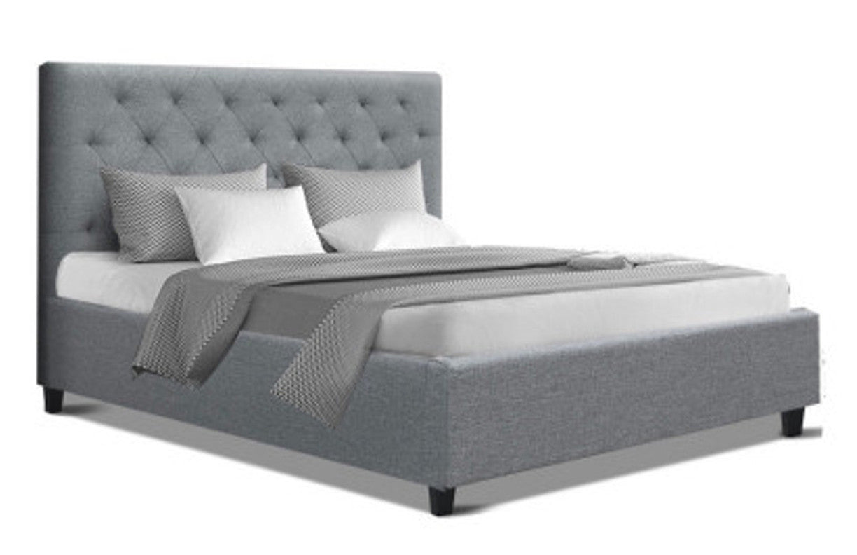 QUEEN KELLY FABRIC BED - DARK GREY