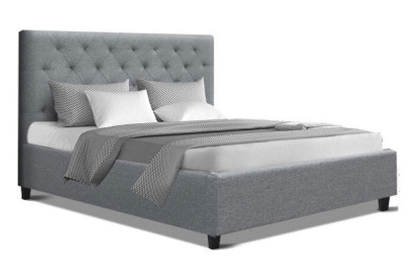 QUEEN KELLY FABRIC BED - DARK GREY