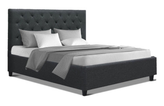 Queen Kelly Fabric Bed Frame - Charcoal