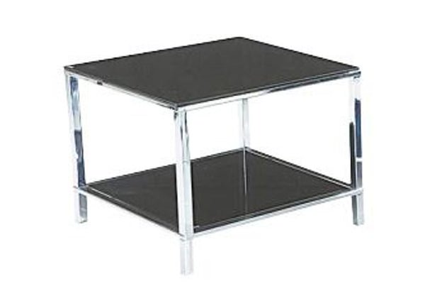 KENSINGTON LAMP TABLE CHROME TEMPERED GLASS 650(W) - BLACK GLASS