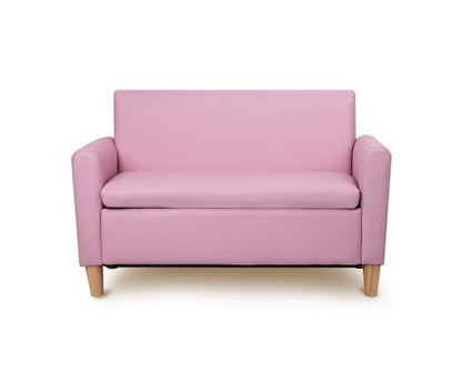 MERINA DOUBLE  LEATHERETTE KIDS SOFA - PINK