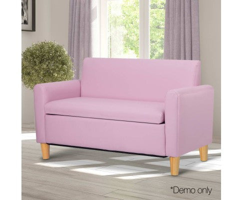 MERINA DOUBLE  LEATHERETTE KIDS SOFA - PINK