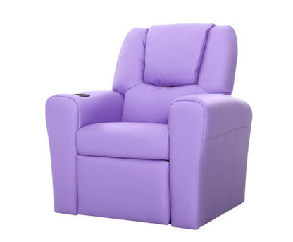 AMARIS  KIDS SINGLE LEATHERETTE RECLINER CHAIR (KID-RECLINER-PUR) - PURPLE
