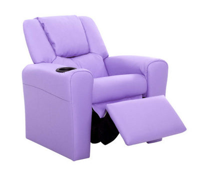 AMARIS  KIDS SINGLE LEATHERETTE RECLINER CHAIR (KID-RECLINER-PUR) - PURPLE
