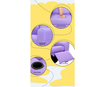 AMARIS  KIDS SINGLE LEATHERETTE RECLINER CHAIR (KID-RECLINER-PUR) - PURPLE